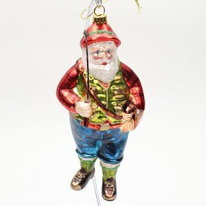 Fisherman Santa Glass Ornament